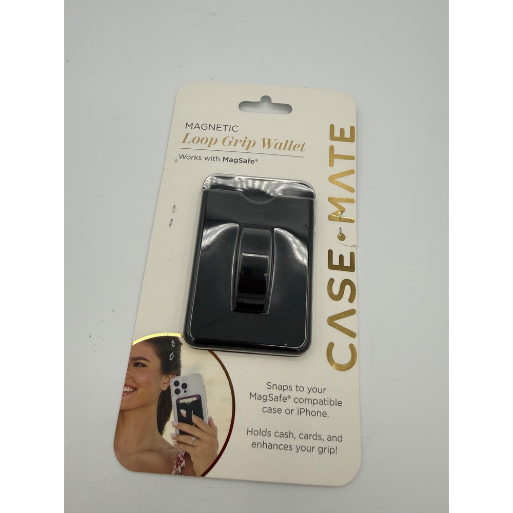 Case-Mate Magnetic Loop Grip Wallet Unisex OS Black New MagSafe Card Holder